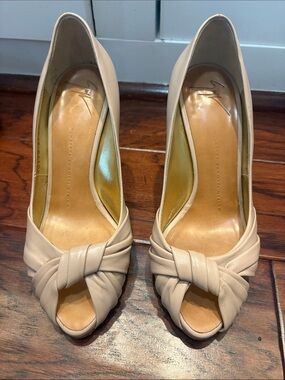 Giuseppe Zanotti Beige Knotted Peep-Toe Pumps